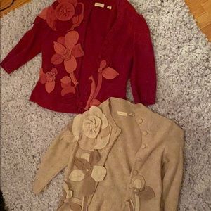 Bundled Anthropologie cardigans with floral detail